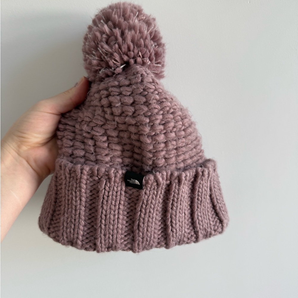 The North Face Mauve Knit Pom-Pom Beanie